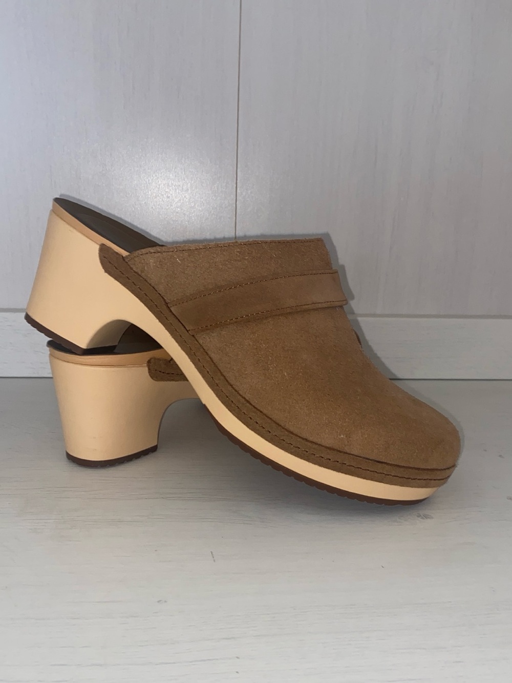 CROCS Women's Tan Suede Mule Clogs
